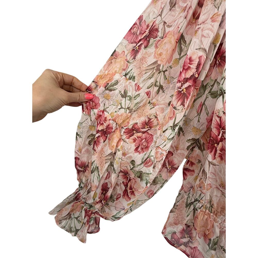 Dress Forum Los Angeles Floral Peasant Blouse Cottagecore Romantic Boho Top M - Picture 5 of 9